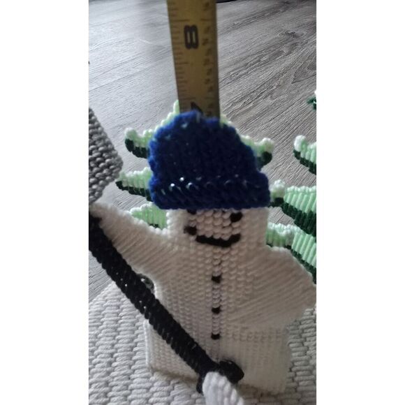 Snowman Family Scene Plastic Canvas Complete Excellent ~Christmas Winter - Picture 7 of 10